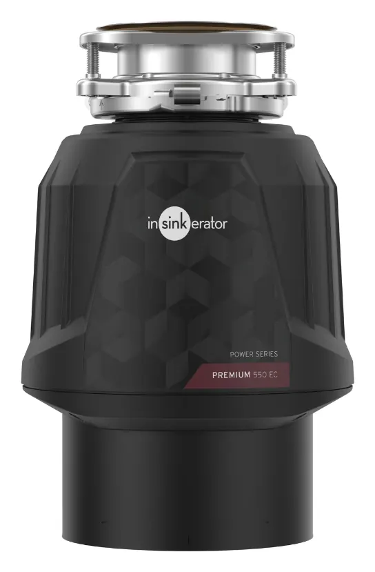 InSinkErator Premium 550 EC food waste disposer, front view.