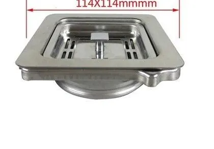 Piletta quadrata in acciaio per lavelli con scarico quadrato da 114 mm.